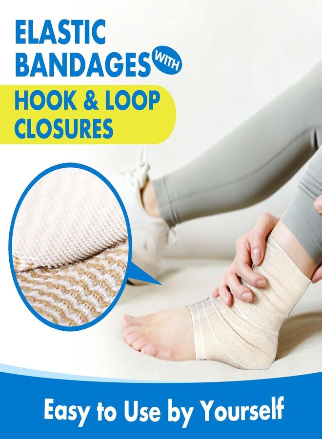 LotFancy Elastic Bandage Wrap, 4 Pack 4 Inch Cotton Compression Bandage, Self Closure on Both Ends, Medical Wrap for Ankle, Knee, Legs, Foot, Wrists, Support & First Aid for Injury Recovery, Sports - Image 3